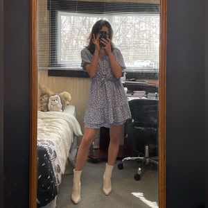 Blue floral, mini dress